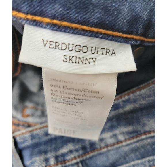 PAIGE Denim Jeans Womens Verdugo Ultra Skinny Stretch Denim Mid Rise Size 26 - Picture 5 of 8